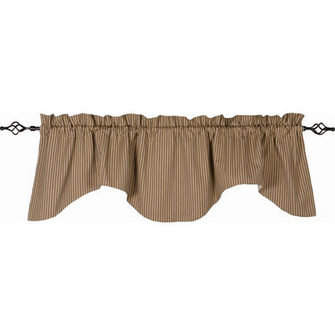 York Ticking Scalloped Valance Black Nutmeg Lined VS880011 - The Fox Decor